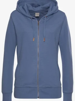 Veste sweat à capuche avec poches latérales et logo imprimé