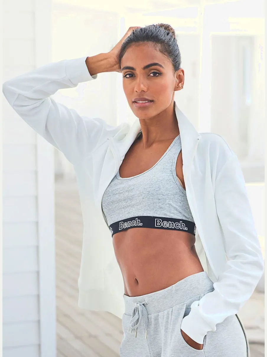 Veste sweat à col montant avec broderie et poches kangourou