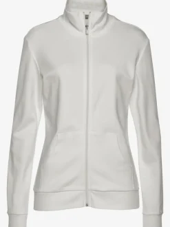 Veste sweat à col montant avec broderie et poches kangourou