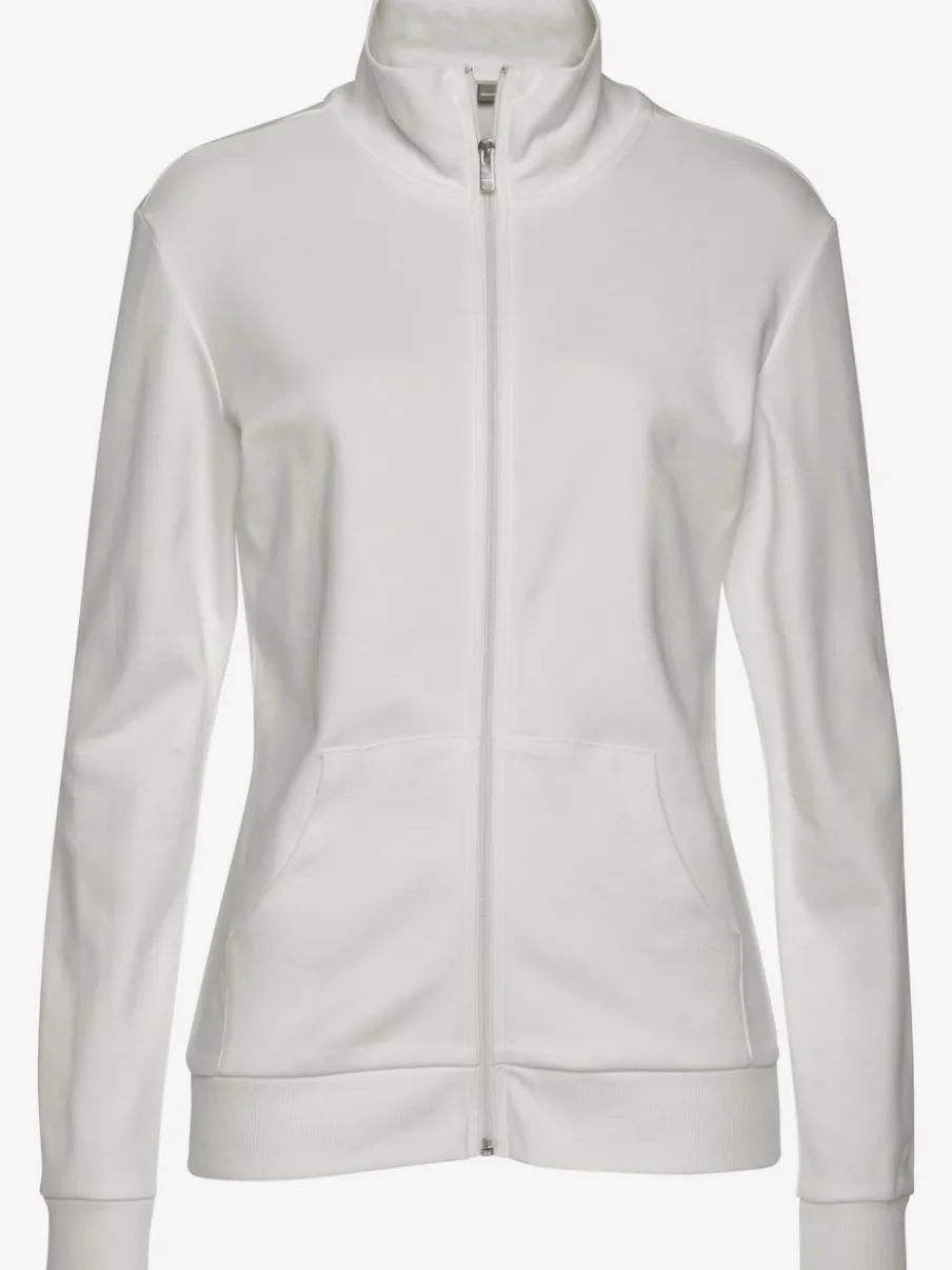 Veste sweat à col montant avec broderie et poches kangourou