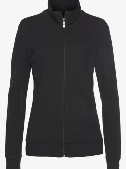 Veste sweat à col montant avec broderie et poches kangourou