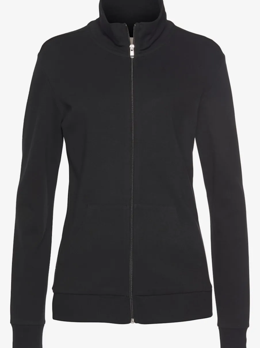 Veste sweat à col montant avec broderie et poches kangourou