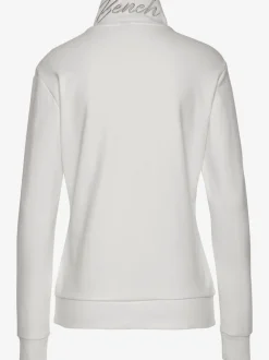 Veste sweat à col montant avec broderie et poches kangourou