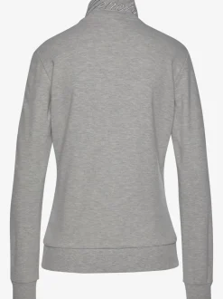 Veste sweat à col montant avec broderie et poches kangourou