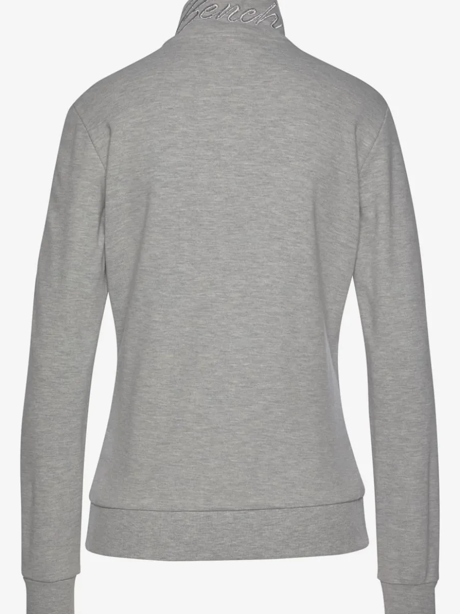 Veste sweat à col montant avec broderie et poches kangourou