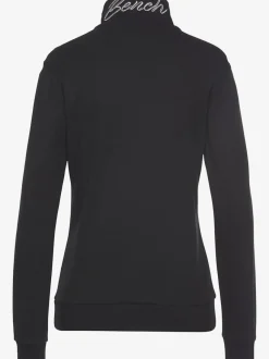 Veste sweat à col montant avec broderie et poches kangourou