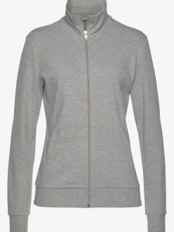 Veste sweat à col montant avec broderie et poches kangourou