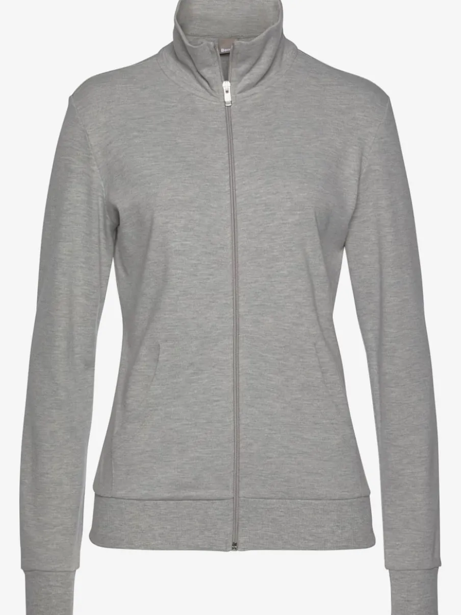 Veste sweat à col montant avec broderie et poches kangourou