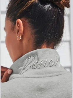 Veste sweat à col montant avec broderie et poches kangourou