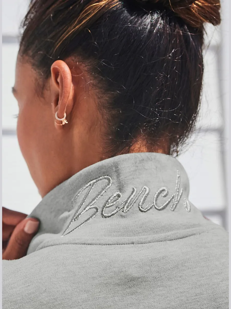 Veste sweat à col montant avec broderie et poches kangourou