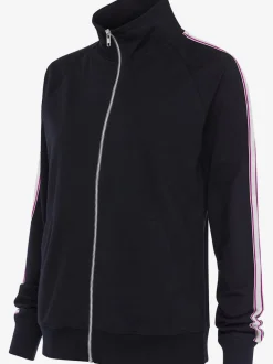 Veste sweat à col montant avec rayures sur les manches