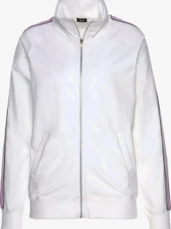Veste sweat à col montant avec rayures sur les manches