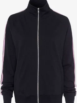 Veste sweat à col montant avec rayures sur les manches