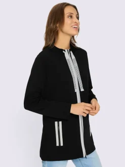 Veste sweat manches longues col montant à glissière raffinée