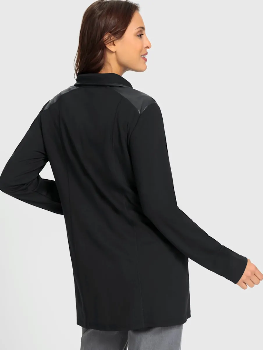 Veste sweatshirt à coupe longue avec passepoils synthétiques