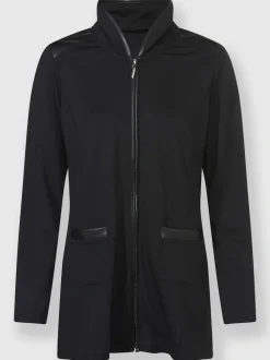 Veste sweatshirt à coupe longue avec passepoils synthétiques