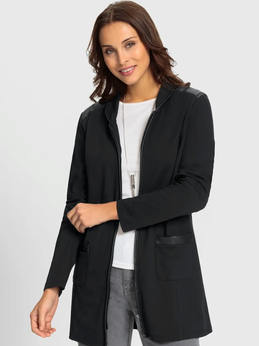 Veste sweatshirt à coupe longue avec passepoils synthétiques