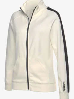 Veste sweat sportive à glissière avec col montant et rayures latérales