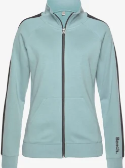 Veste sweat sportive à glissière avec col montant et rayures latérales