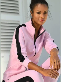 Veste sweat sportive à glissière avec col montant et rayures latérales