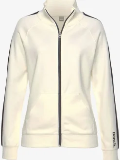 Veste sweat sportive à glissière avec col montant et rayures latérales