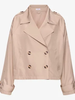 Veste trench courte avec col à revers et boutons imitants