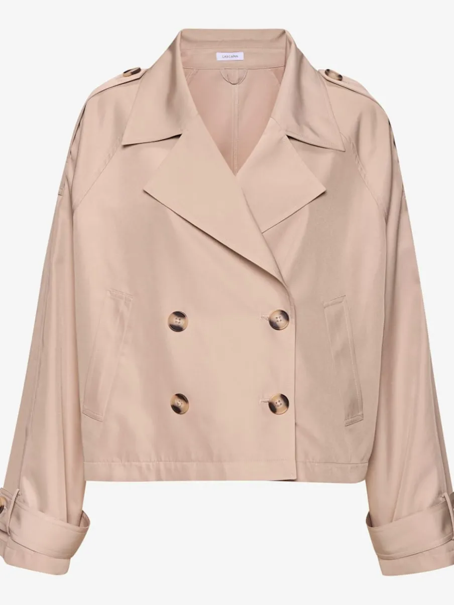 Veste trench courte avec col à revers et boutons imitants