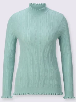Voici le libellé produit :Pull à manches longues en viscose avec finitions côtelées