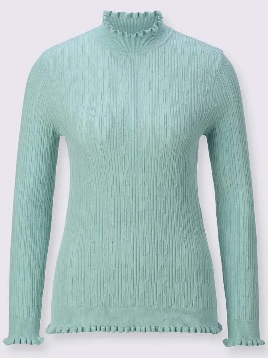 Voici le libellé produit :Pull à manches longues en viscose avec finitions côtelées